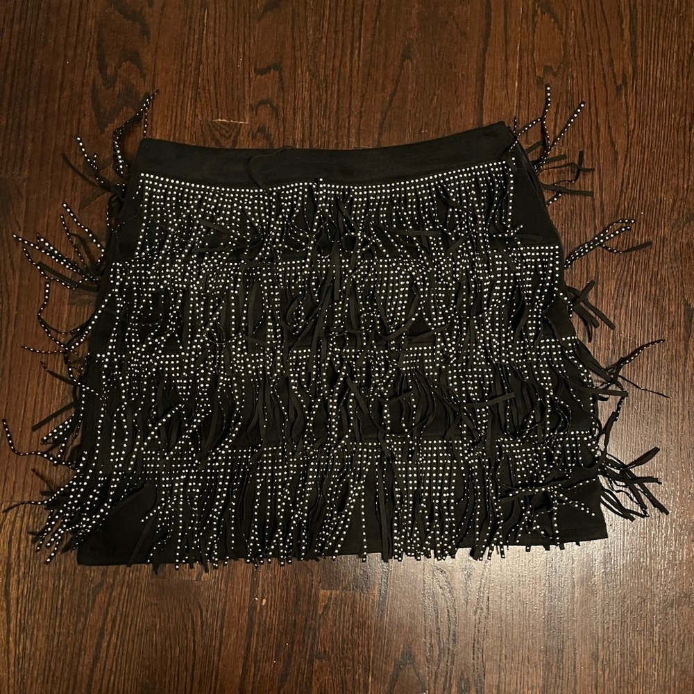 black fringe skirt
